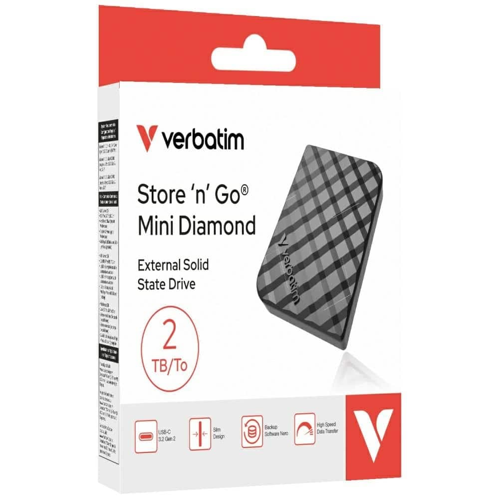 Εξωτερικός Δίσκος Verbatim Store n Go Mini Diamond USB-C SSD 2TB Μαύρο 32026 10