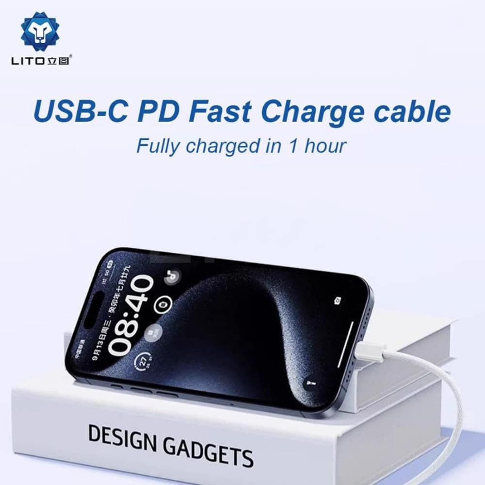 Lito - Καλώδιο δεδομένων (LD04) - Φόρτιση Type-C σε Lightning Fast PD60W, 2m - Λευκό 6