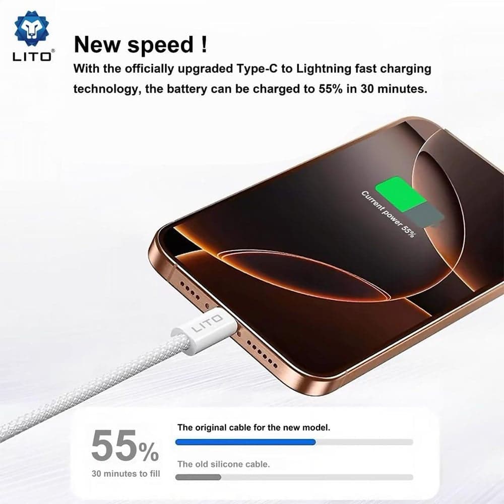 Lito - Καλώδιο δεδομένων (LD04) - Φόρτιση Type-C σε Lightning Fast PD60W, 2m - Λευκό 7