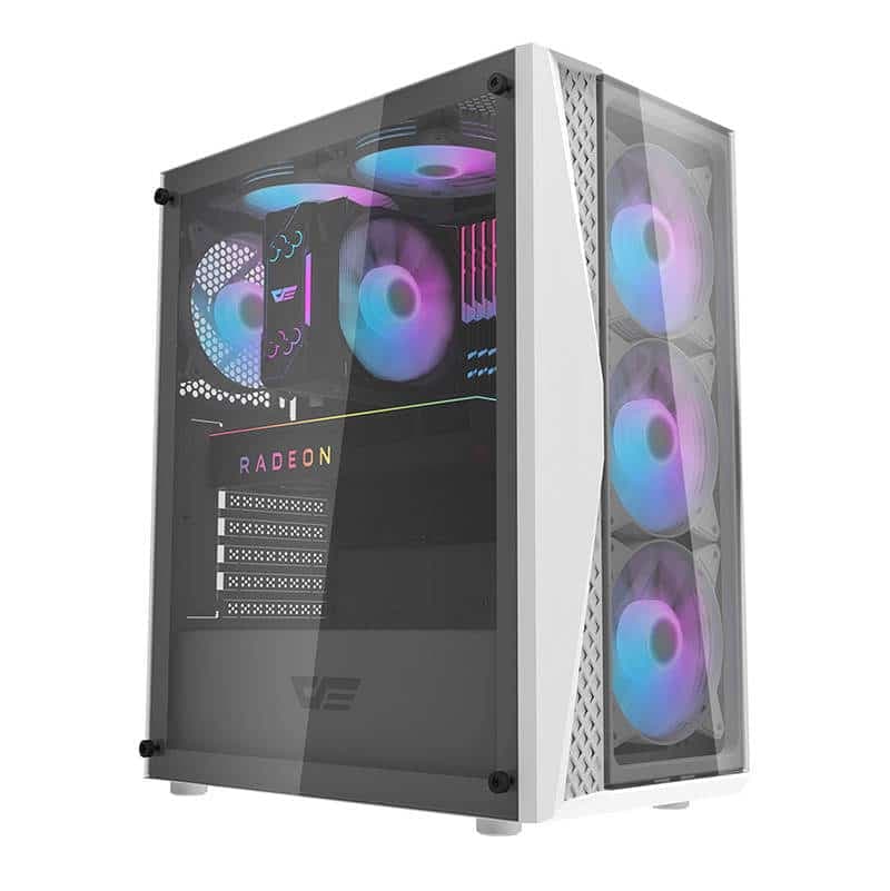 Darkflash DK352 Plus θήκη υπολογιστή (μαύρο και λευκό) + 4 ανεμιστήρες ARGB 8