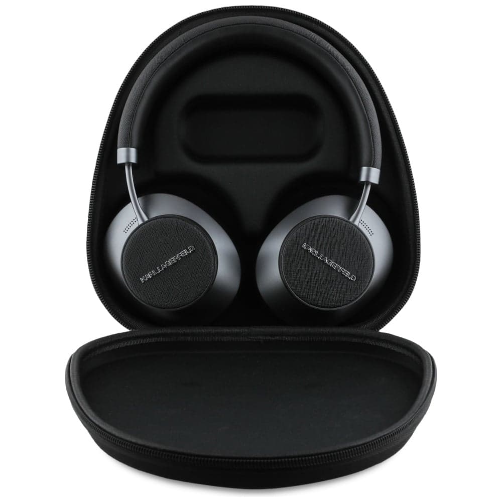 Ακουστικά Karl Lagerfeld Saffiano με επιμήκη ακουστικά Bluetooth ANC On-Ear, μαύρα 4