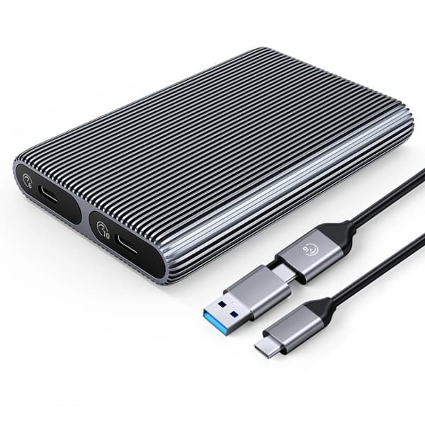 Θήκη SSD Orico AM2C3-2SN Διπλός Δίσκος για SATA M.2 NVMe, Γκρι
