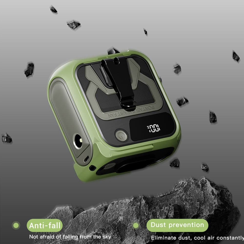 Techsuit - Φορητός μίνι ανεμιστήρας Premium (Z13) - με Power Bank, Επαναφορτιζόμενος, 5 ταχύτητες ανέμου, Αγκράφα ζώνης, 10000mAh - Γκρι 4