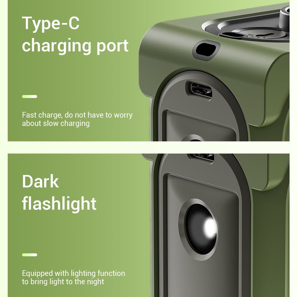 Techsuit - Φορητός μίνι ανεμιστήρας Premium (Z13) - με Power Bank, Επαναφορτιζόμενος, 5 ταχύτητες ανέμου, Αγκράφα ζώνης, 10000mAh - Γκρι 7