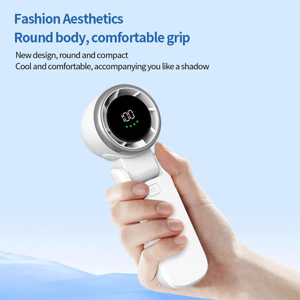 Techsuit - Ανεμιστήρας χειρός Premium Mini (A9) - με ψηφιακή οθόνη LED, επαναφορτιζόμενη θύρα USB-C, 5 ταχύτητες ανέμου, 5000mAh - Μαύρο 9