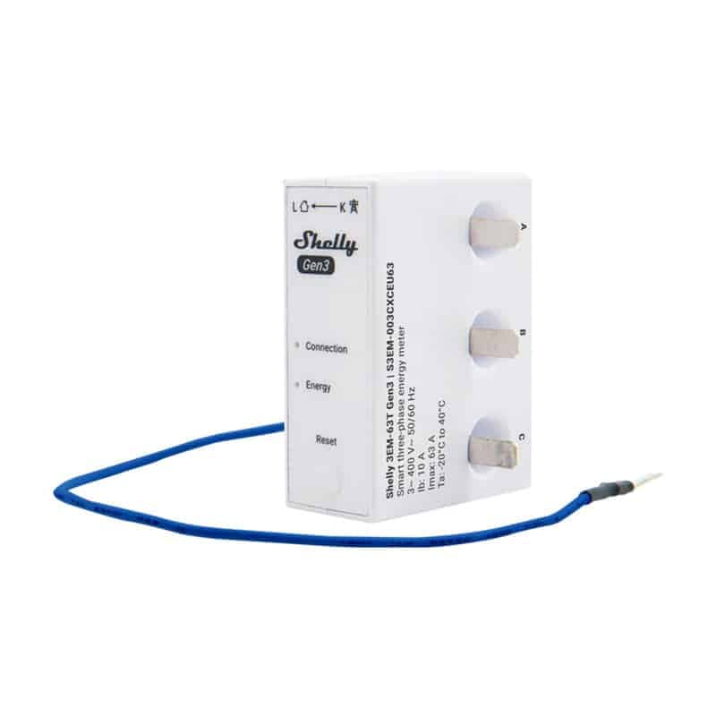 Shelly 3EM-63T Gen3 μετρητής ενέργειας WiFi 1/3 καναλιών (επίπεδος ακροδέκτης)