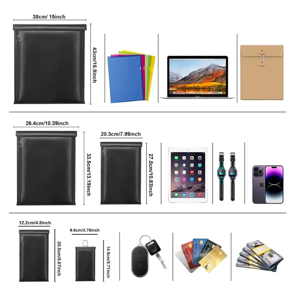 Techsuit - Αντικλεπτική τσάντα RFID (AF4) - για tablet, πυράντοχη, αδιάβροχη, με μηχανισμό αποκλεισμού ηλεκτρομαγνητικών πεδίων, 33x26cm - μαύρη 5