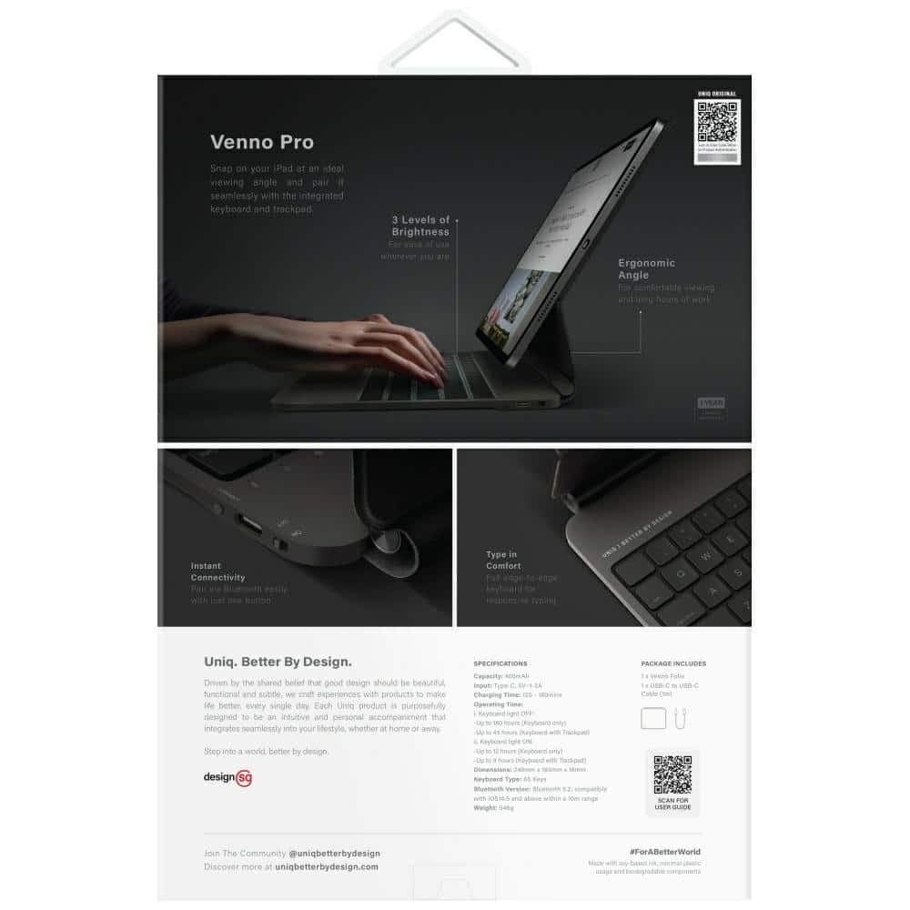 Θήκη UNIQ Venno Pro Magnetic Smart με πληκτρολόγιο για iPad Pro 11" M4 (2024) bl 8