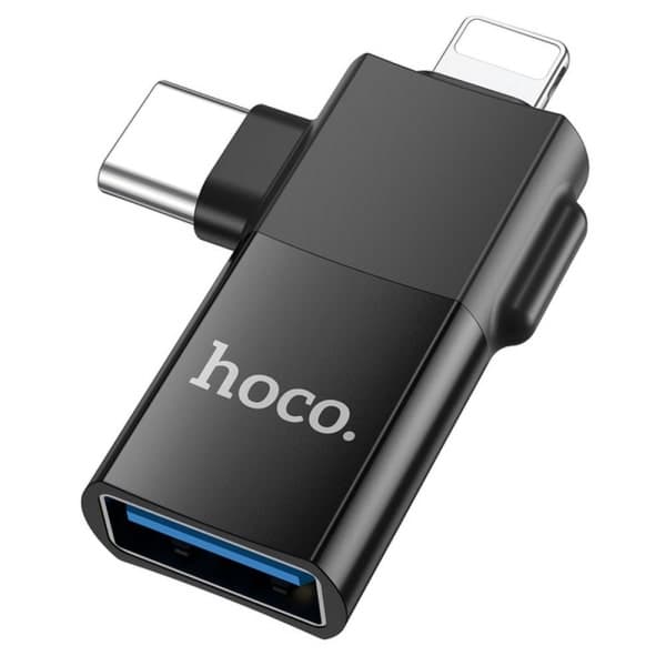Προσαρμογέας OTG USB-C / Lightning σε USB-A Hoco UA17, Μαύρος