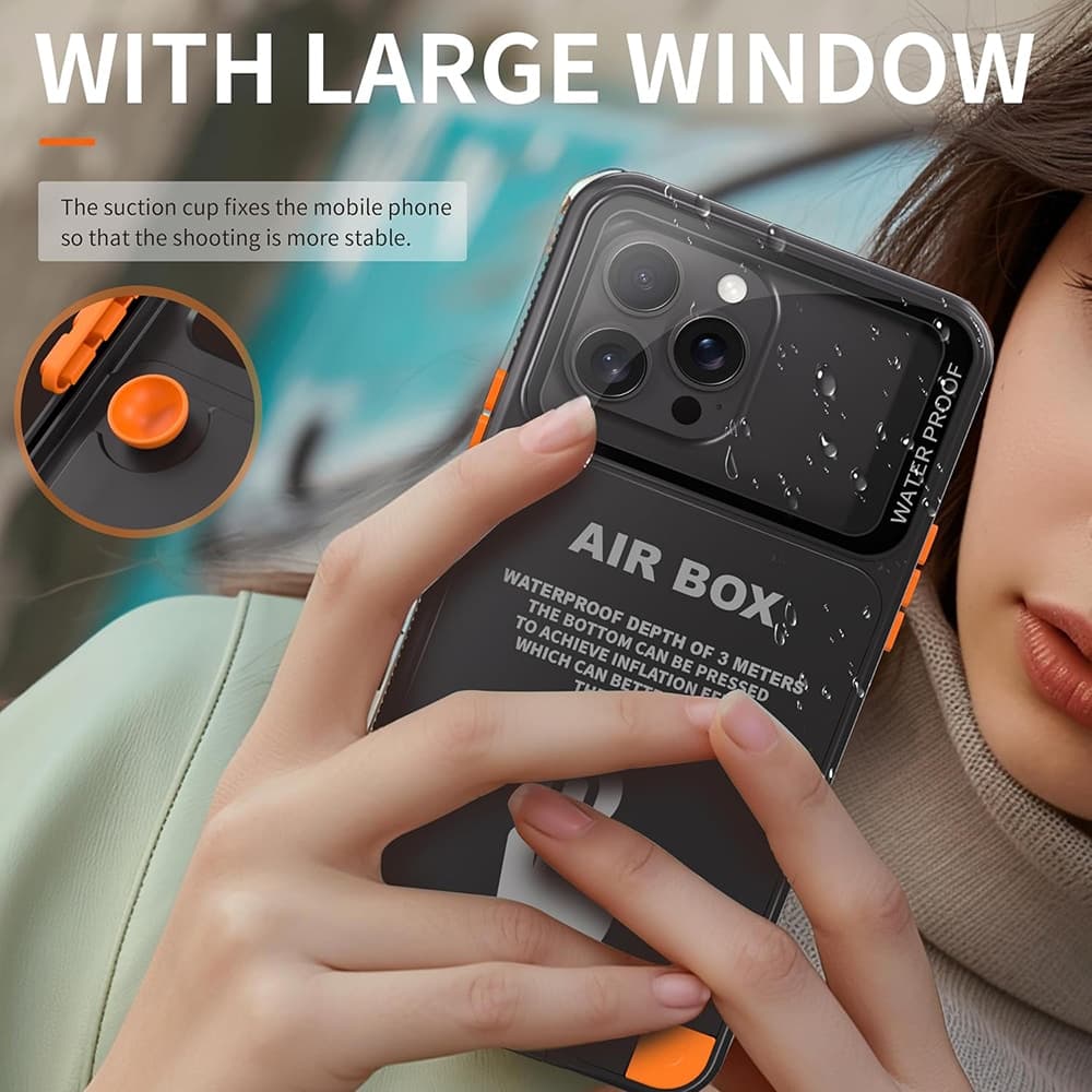 ShellBox - Αδιάβροχη θήκη AirBox IP68 (6,1 ίντσες) - iPhone 12/12 Pro/13/13 Pro/14/14 pro/15/15 Pro/16 - Μαύρη 6