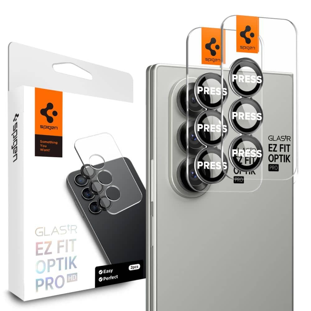 Spigen - Γυαλί Κάμερας Optik.tR EZ Fit Pro HD (συσκευασία 2 τεμαχίων) - Samsung Galaxy Z Fold7 - Μαύρο