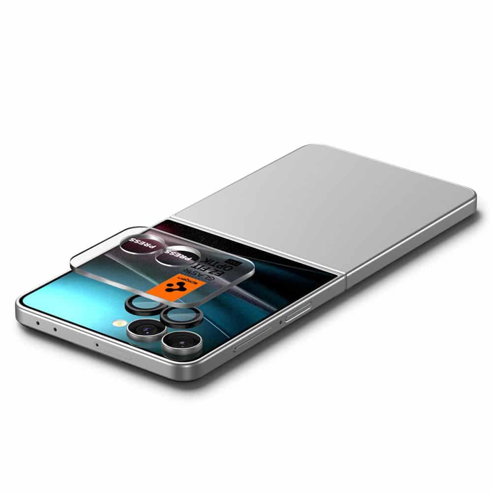 Spigen - Γυαλί Κάμερας Optik.tR EZ Fit Pro HD (συσκευασία 2 τεμαχίων) - Samsung Galaxy Z Flip7 - Μαύρο 4