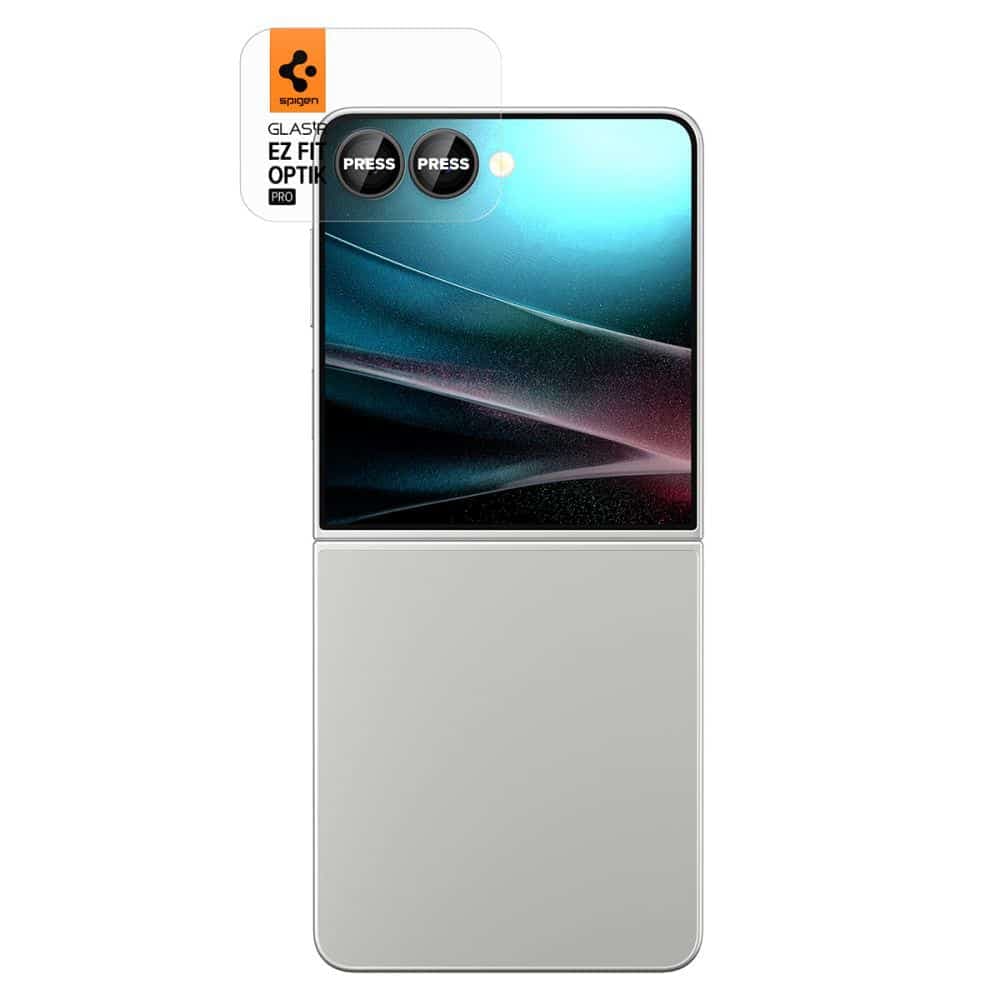 Spigen - Γυαλί Κάμερας Optik.tR EZ Fit Pro HD (συσκευασία 2 τεμαχίων) - Samsung Galaxy Z Flip7 - Μαύρο 3