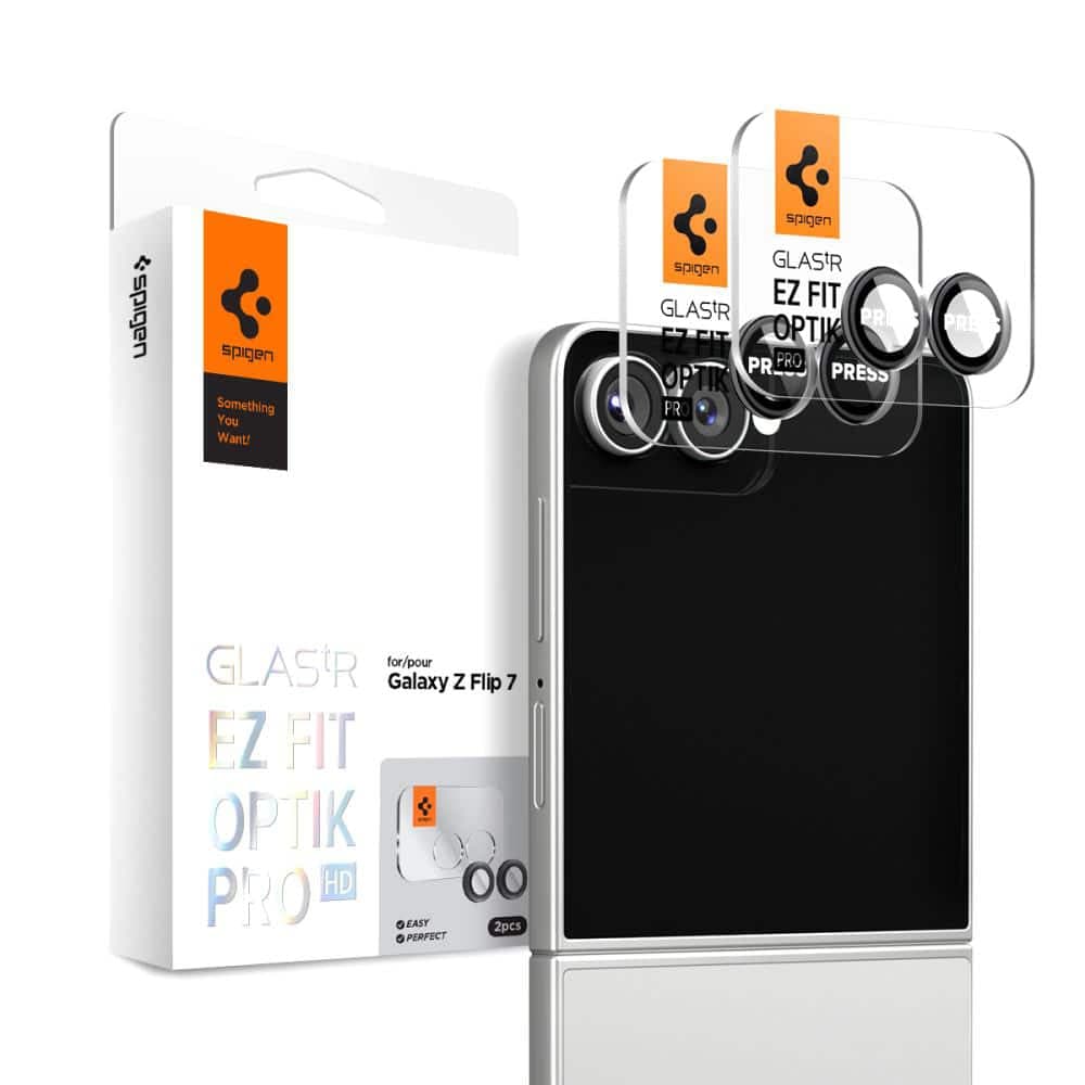 Spigen - Γυαλί Κάμερας Optik.tR EZ Fit Pro HD (συσκευασία 2 τεμαχίων) - Samsung Galaxy Z Flip7 - Μαύρο