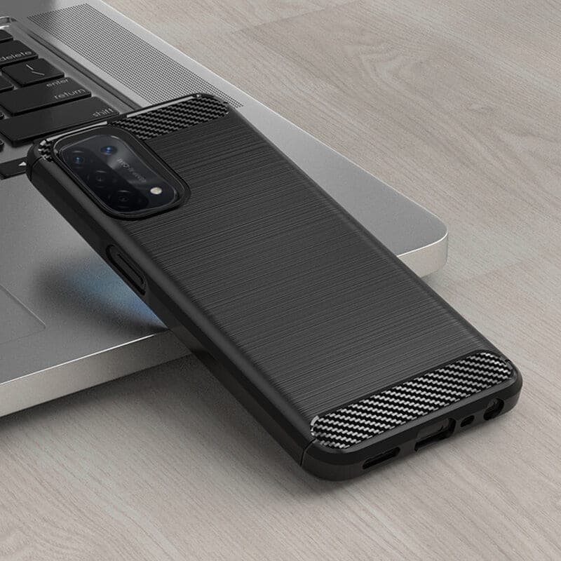 Techsuit Carbon Silicone - θήκη για Oppo A54 5G / Oneplus Nord N200 - Μαύρο 4