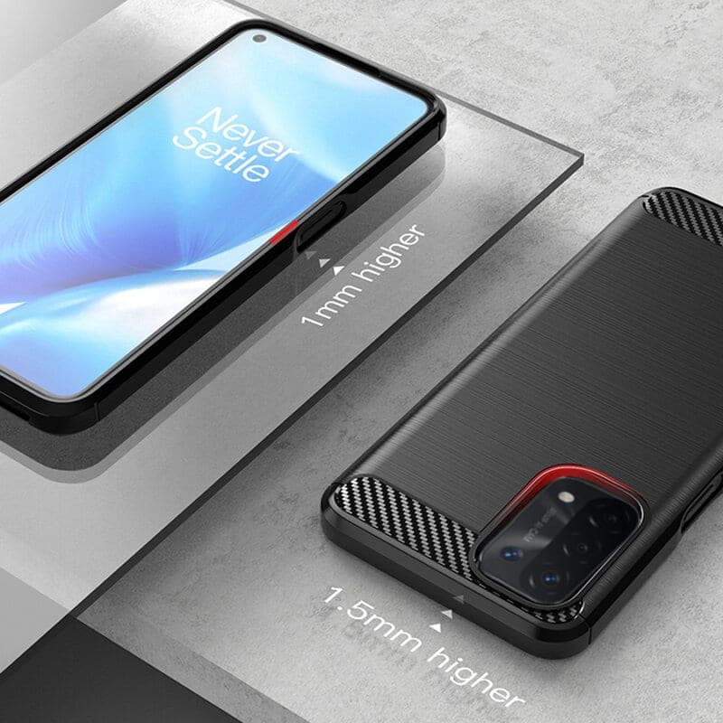 Techsuit Carbon Silicone - θήκη για Oppo A54 5G / Oneplus Nord N200 - Μαύρο 6