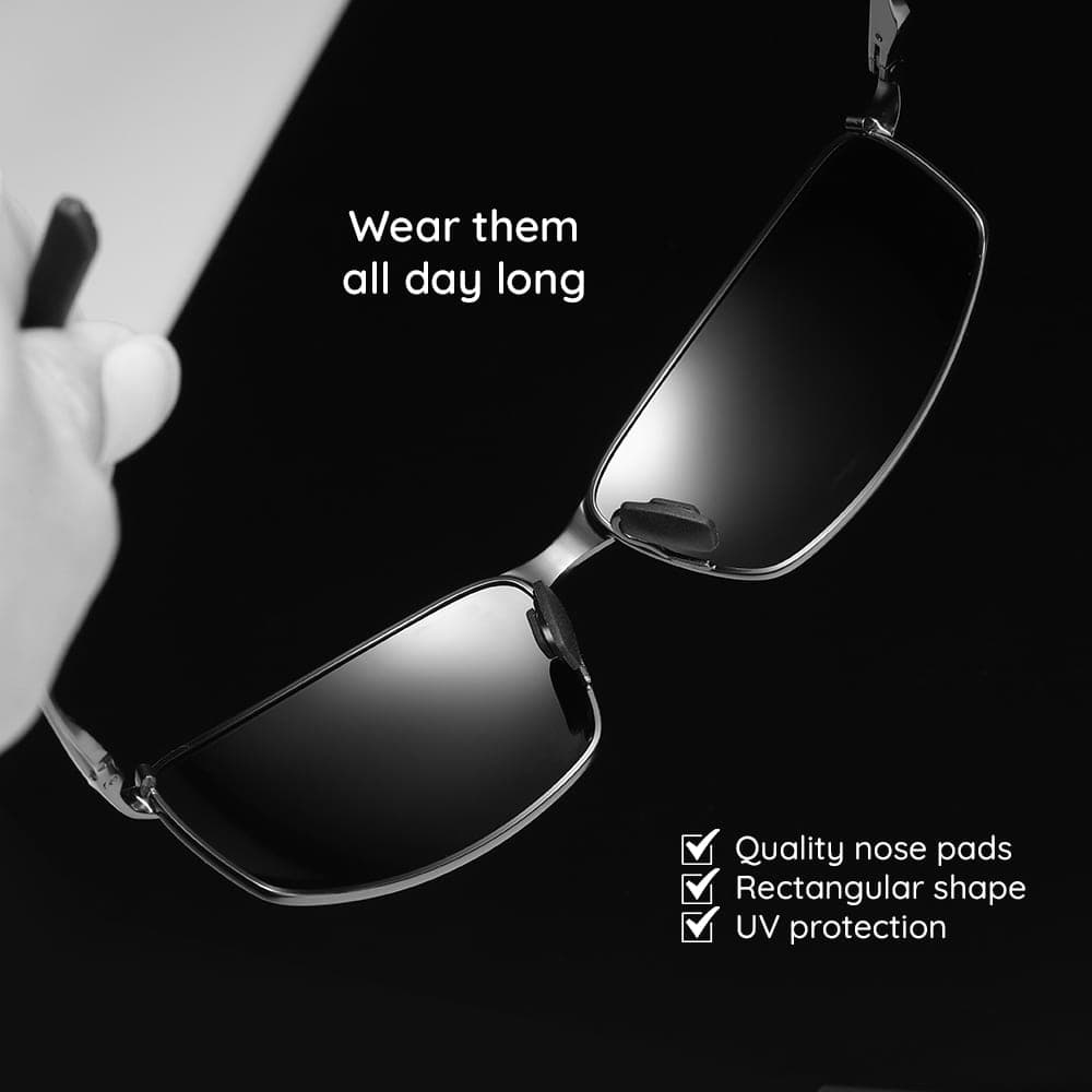 Techsuit - Ανδρικά Γυαλιά Ηλίου Polarized (559), με Προστασία UV και Μεταλλικό Πλαίσιο, Ορθογώνια - Μαύρο / Κίτρινο One Size 6