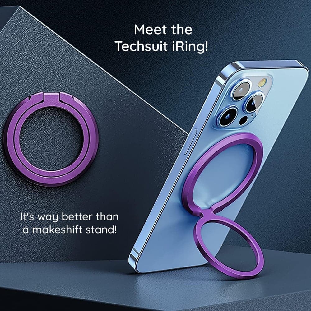 Techsuit - MagSafe Phone Ring (MPR3) - Round Shape, Aluminium Alloy, 3M - Blue 2