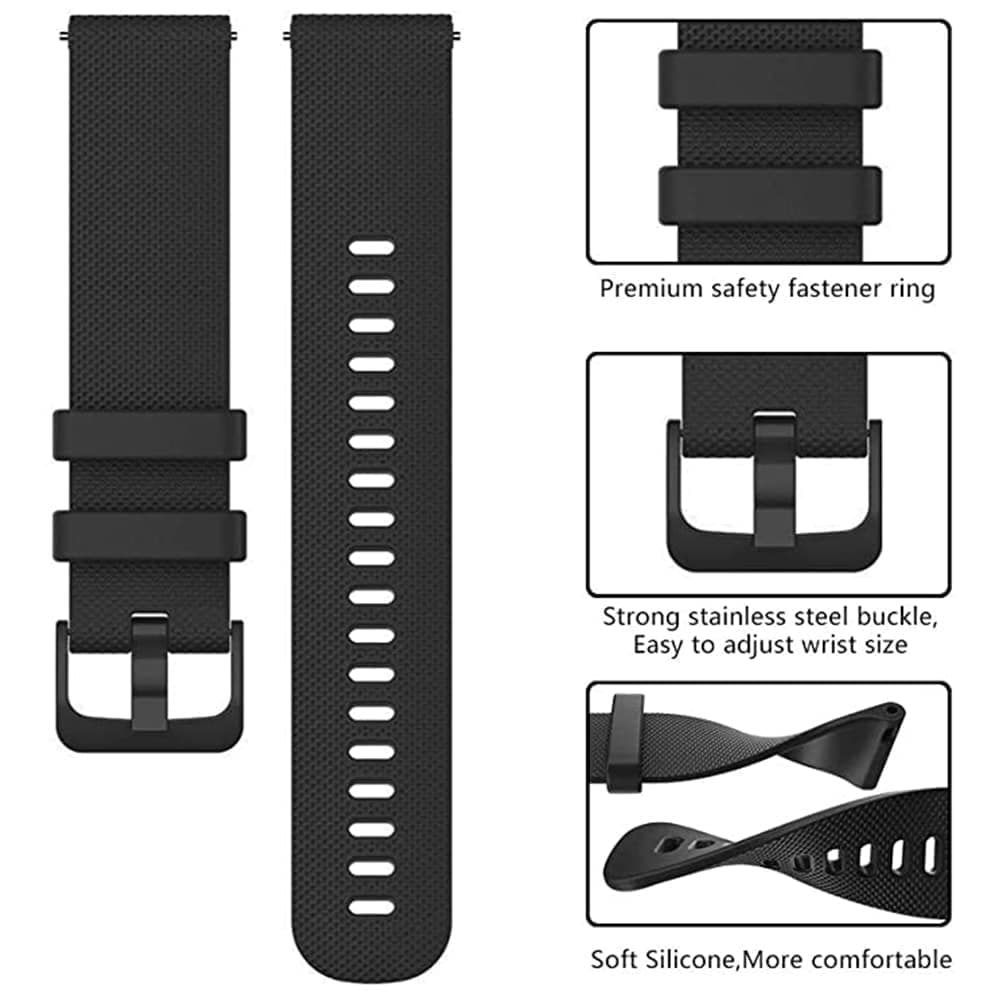Techsuit - Watchband 20mm (W006) - Samsung Galaxy Watch 4/5/Active 2, Huawei Watch GT 3 (42mm)/GT 3 Pro (43mm) - Black 5