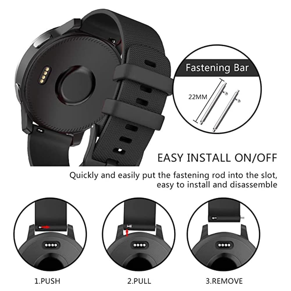 Techsuit - Watchband 20mm (W006) - Samsung Galaxy Watch 4/5/Active 2, Huawei Watch GT 3 (42mm)/GT 3 Pro (43mm) - Black 7