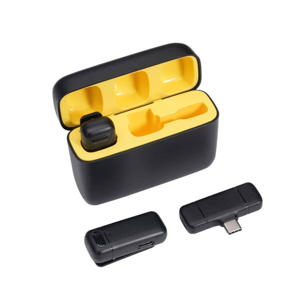 Techsuit - (2 συσκευασία)  Μικρόφωνο Lavalier Wireless (LW3) - με Δέκτη, Type-C, Μείωση Θορύβου, 70mAh, Plug and Play - Μαύρο