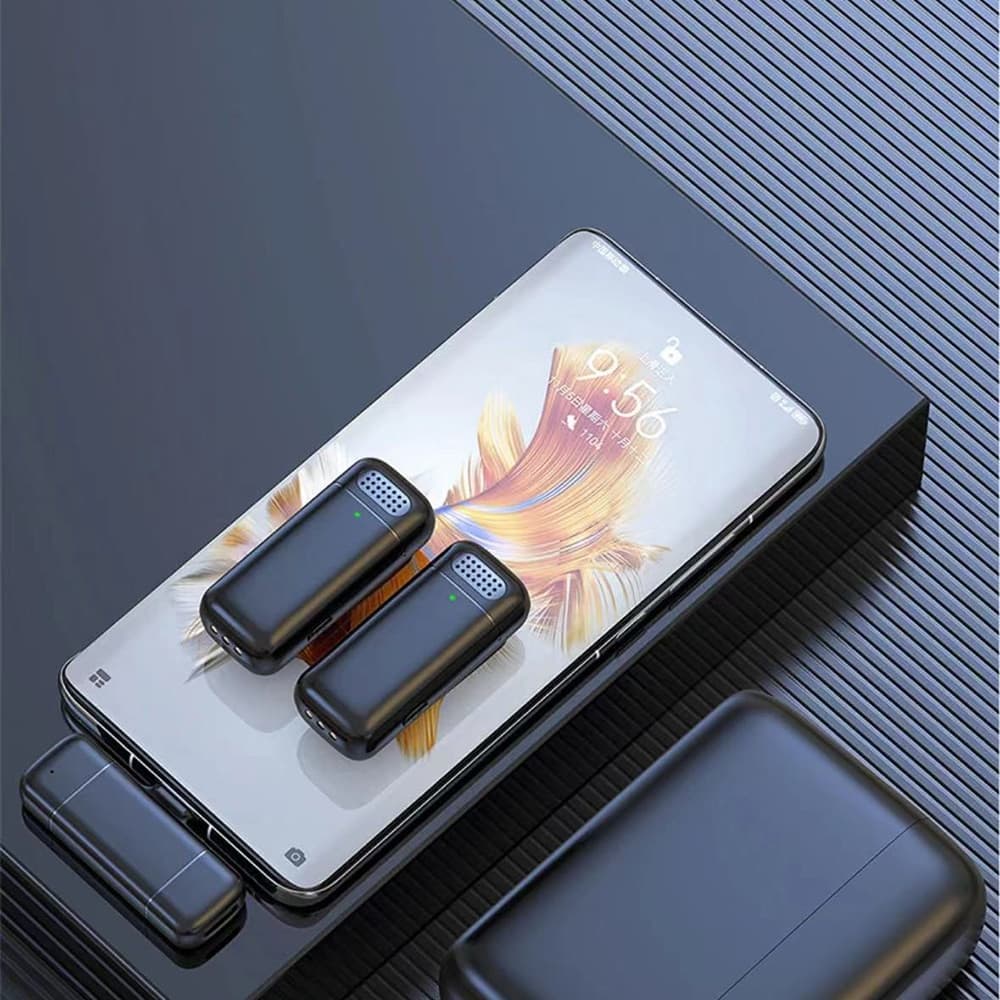 Techsuit - (2 συσκευασία)  Μικρόφωνο Lavalier Wireless (LW3) - με Δέκτη, Type-C, Μείωση Θορύβου, 70mAh, Plug and Play - Μαύρο 5