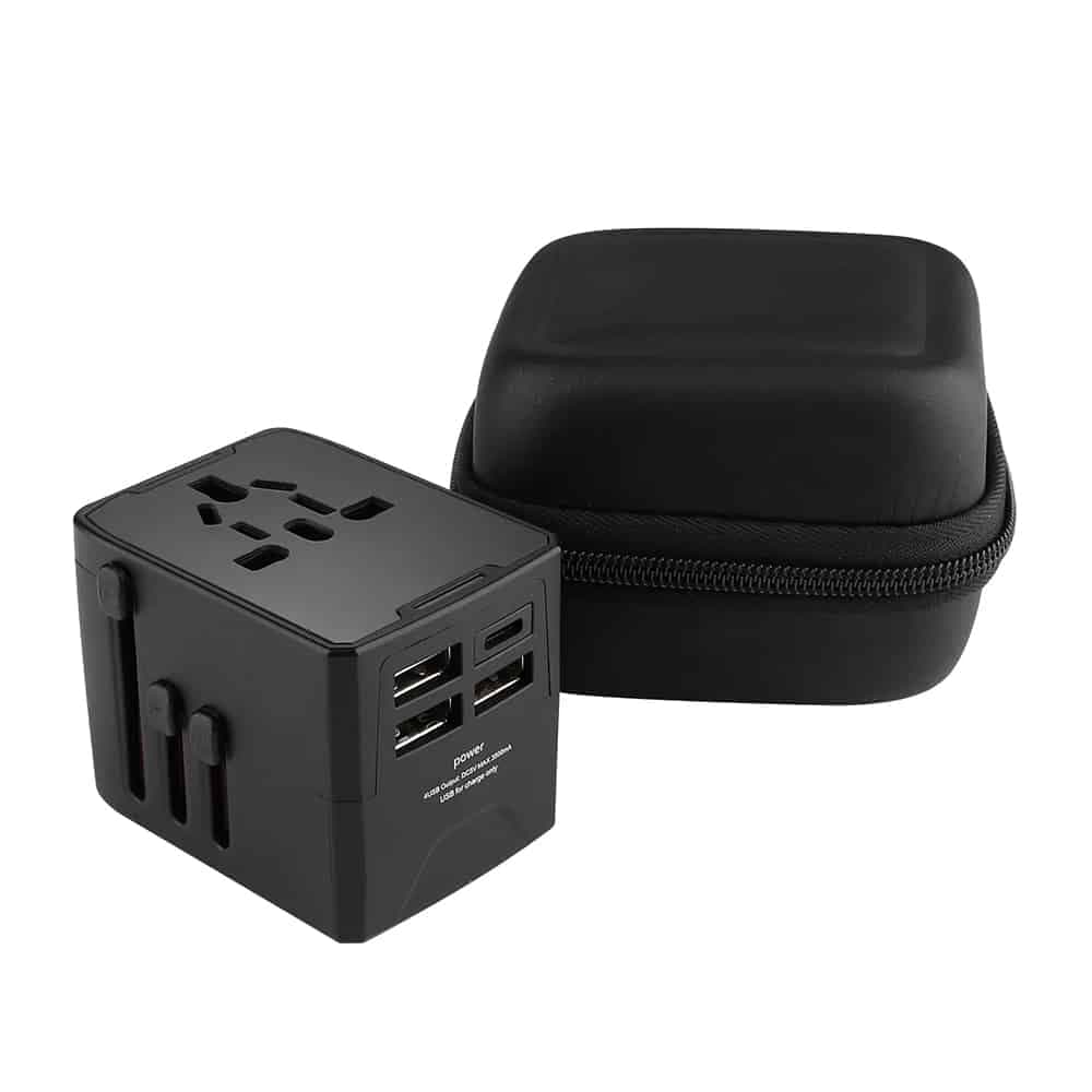 Techsuit - Προσαρμογέας Ταξιδιού (HHT520) - 3 x USB, Type-C, EU, UK, AUS, US - Μαύρο 6