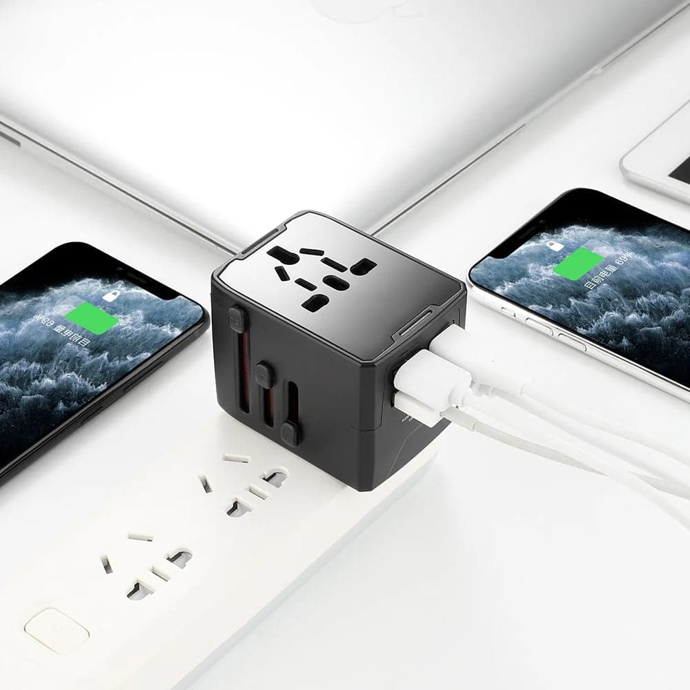 Techsuit - Προσαρμογέας Ταξιδιού (HHT520) - 3 x USB, Type-C, EU, UK, AUS, US - Μαύρο 4