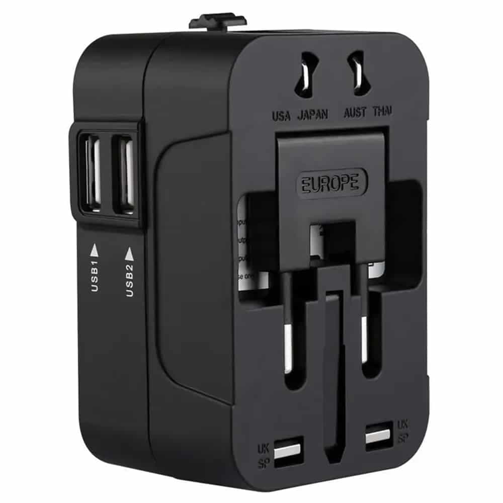 Techsuit - Προσαρμογέας Ταξιδίου (HHT202) - 2 x USB, EU, UK, AUS, US - Μαύρο 2