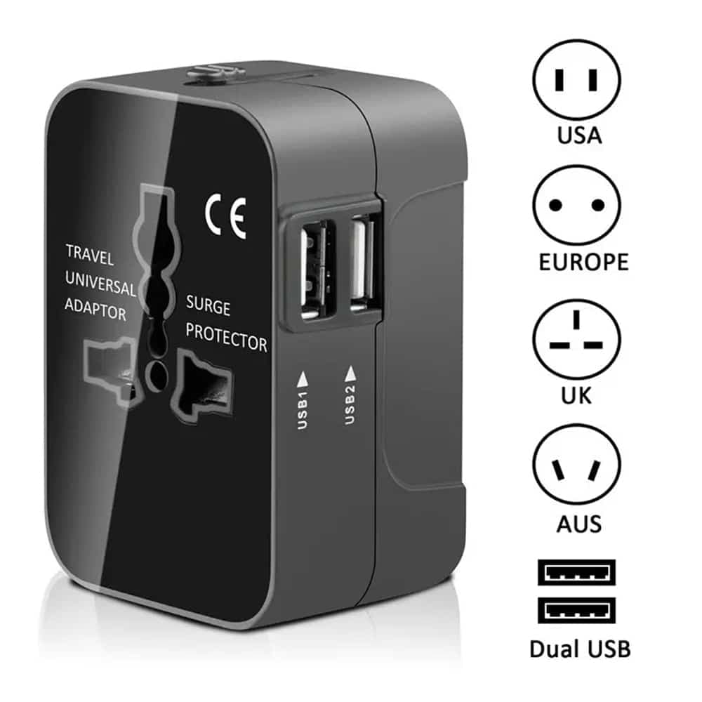 Techsuit - Προσαρμογέας Ταξιδίου (HHT202) - 2 x USB, EU, UK, AUS, US - Μαύρο 4
