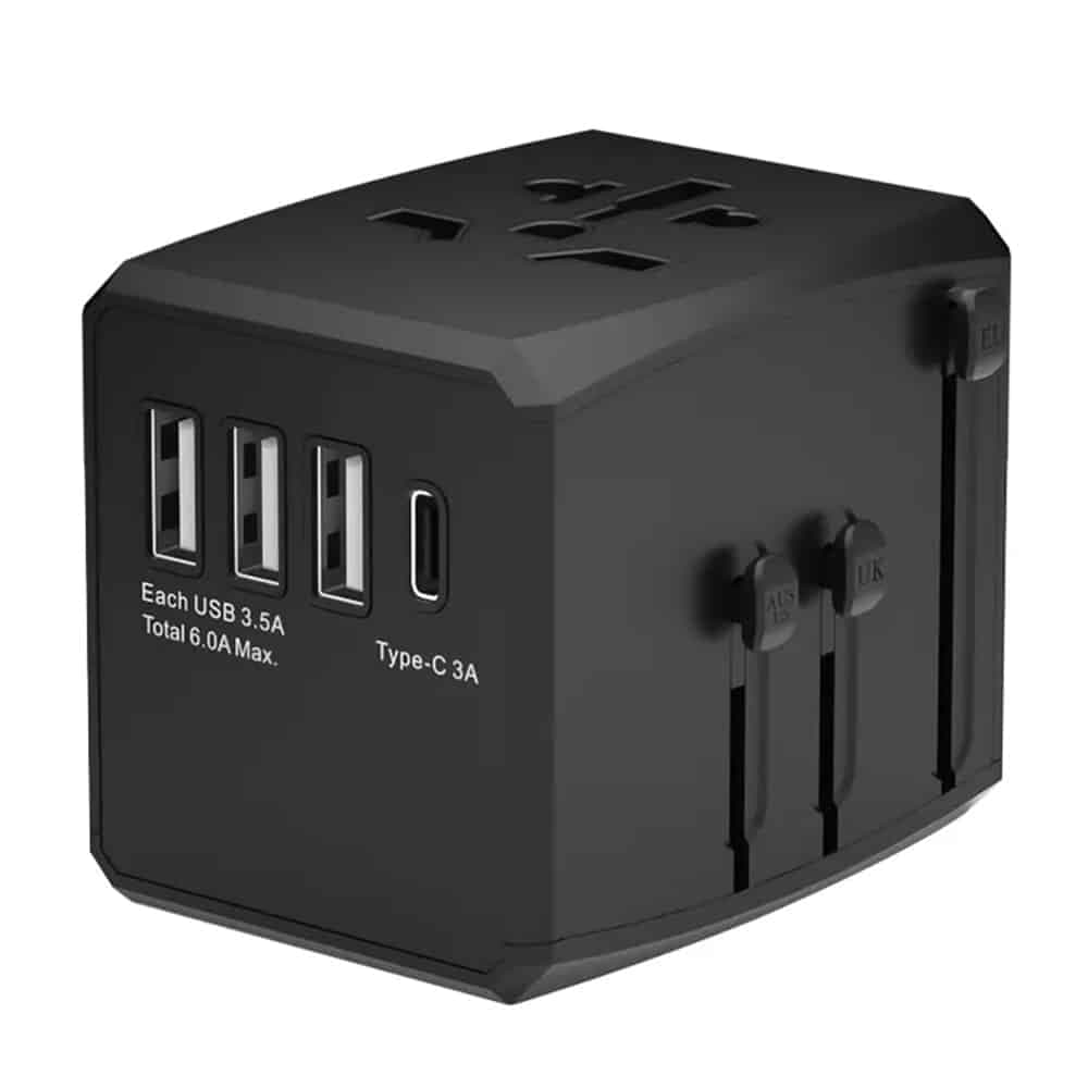 Techsuit - Προσαρμογέας Ταξιδίου (HHT904) - PD15W, 3 x USB, Type-C, EU, UK, AUS, US - Μαύρο