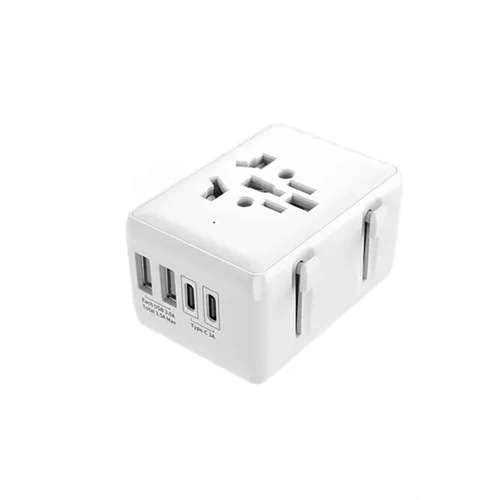 Techsuit - Προσαρμογέας Ταξιδιού (HHT203A) - PD20W, 2 x USB, 2 x Type-C, EU, UK, AUS, US - Λευκό