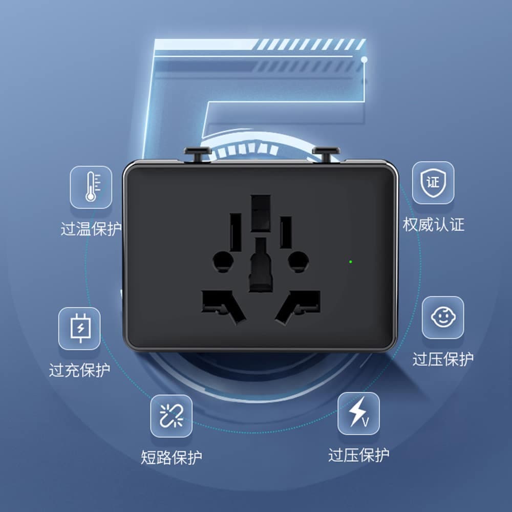 Techsuit - Προσαρμογέας Ταξιδιού (HHT203A) - PD20W, 2 x USB, 2 x Type-C, EU, UK, AUS, US - Λευκό 3