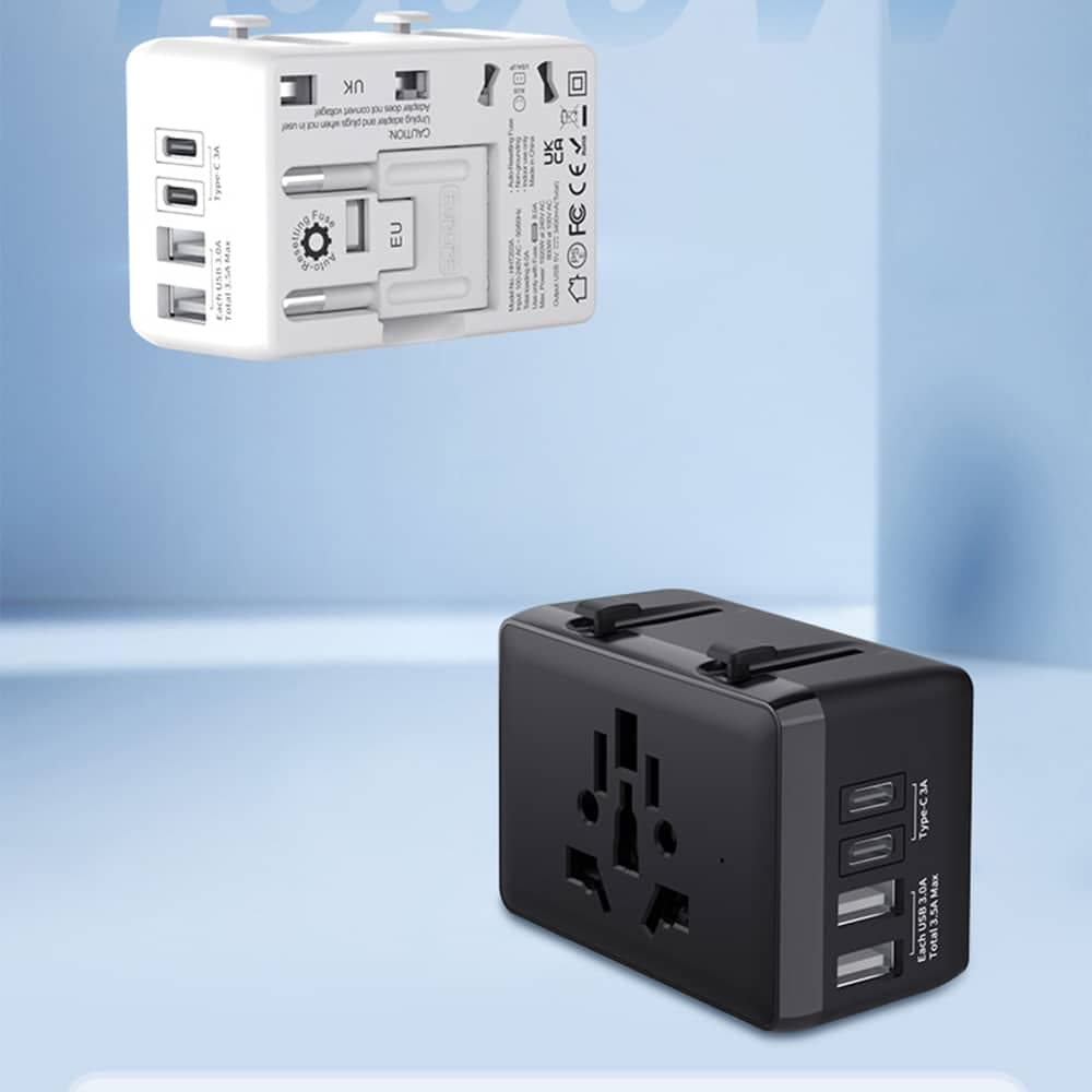 Techsuit - Προσαρμογέας Ταξιδιού (HHT203A) - PD20W, 2 x USB, 2 x Type-C, EU, UK, AUS, US - Λευκό 4