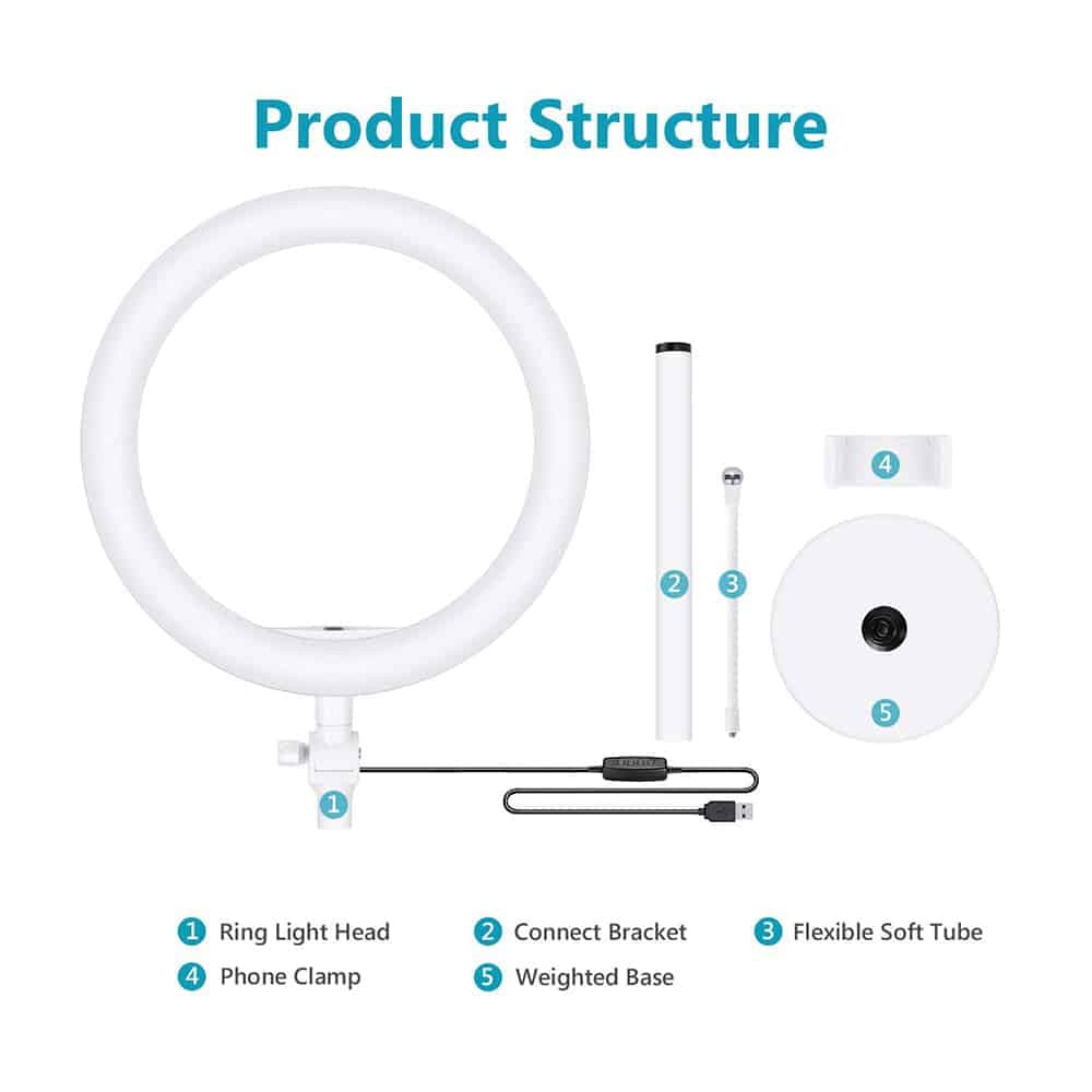 Techsuit - Ring Light (RL-02) - for Mobile Phone, Laptop, with Desk Mount - White 2