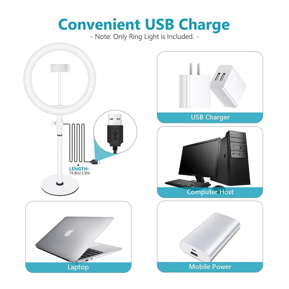 Techsuit - Ring Light (RL-02) - for Mobile Phone, Laptop, with Desk Mount - White 3