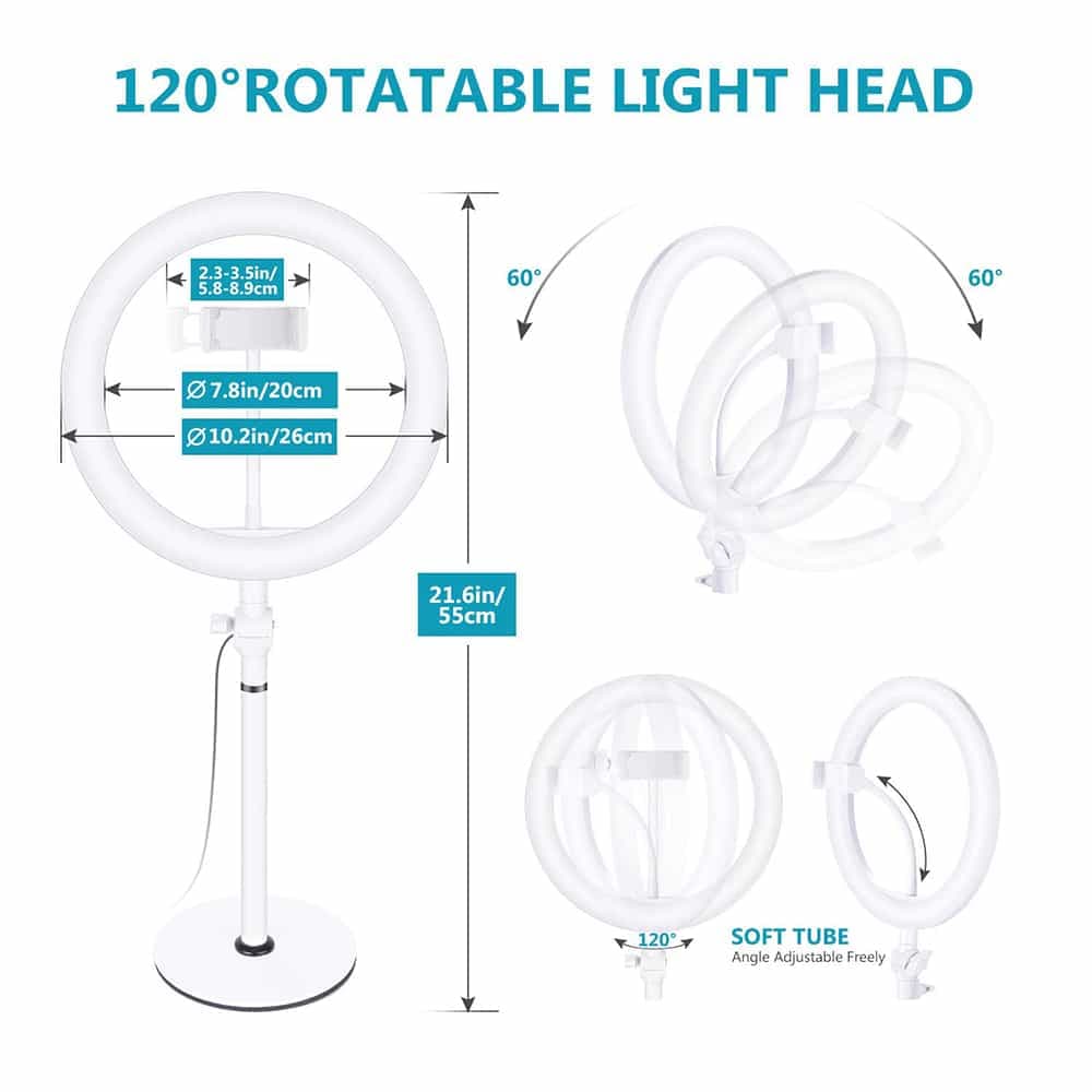 Techsuit - Ring Light (RL-02) - for Mobile Phone, Laptop, with Desk Mount - White 4