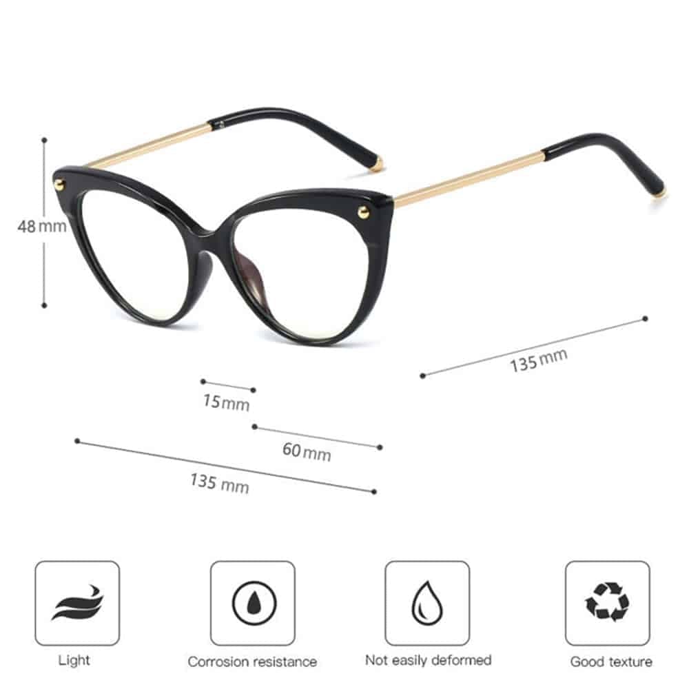 Techsuit - Γυαλιά Anti-Blue Light Reflex TR90 (F93308) - Cat Eye - Λαμπερό Μαύρο One Size 5