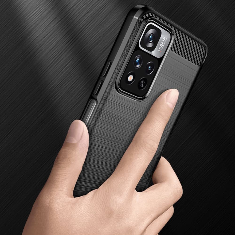 Techsuit Carbon Silicone - θήκη για Xiaomi Redmi Note 11 Pro+ 5G - Μαύρο 5