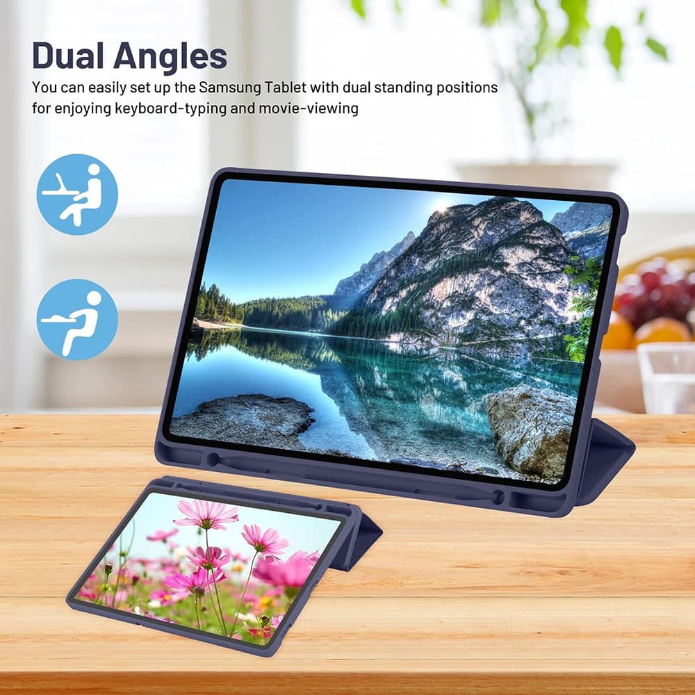 Techsuit - Flex Trifold (με θήκη για stylus) - Samsung Galaxy Tab S6 Lite (2020/2022/2024) - Σκούρο Μπλε 5