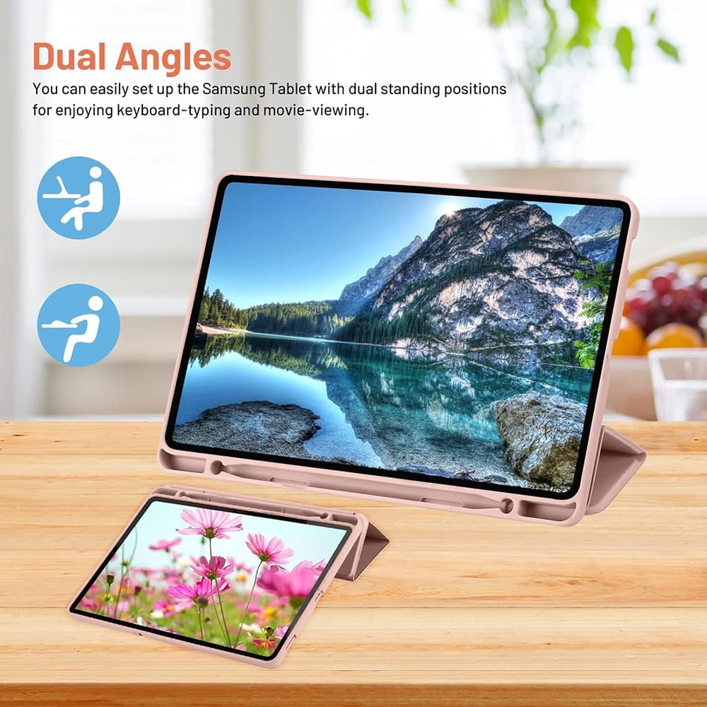 Techsuit - Flex Trifold (με θήκη για stylus) - Samsung Galaxy Tab S6 Lite (2020/2022/2024) - Ροζ 4
