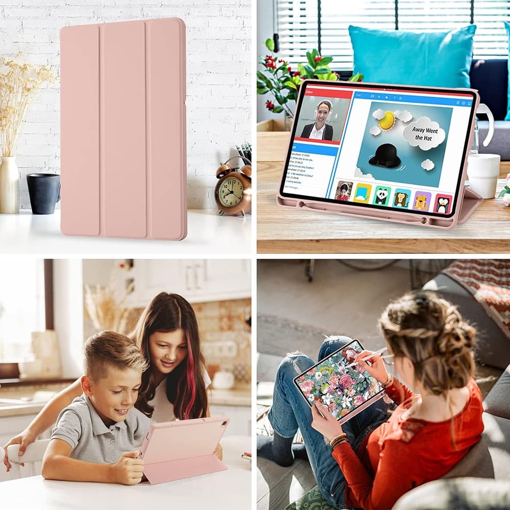 Techsuit - Flex Trifold (με θήκη για stylus) - Samsung Galaxy Tab S6 Lite (2020/2022/2024) - Ροζ 5