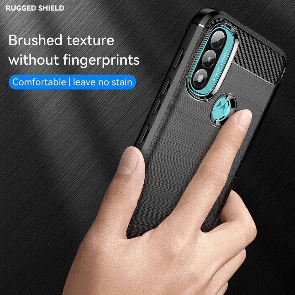 Techsuit Carbon Silicone - θήκη για Motorola Moto E20 - Μαύρο 4