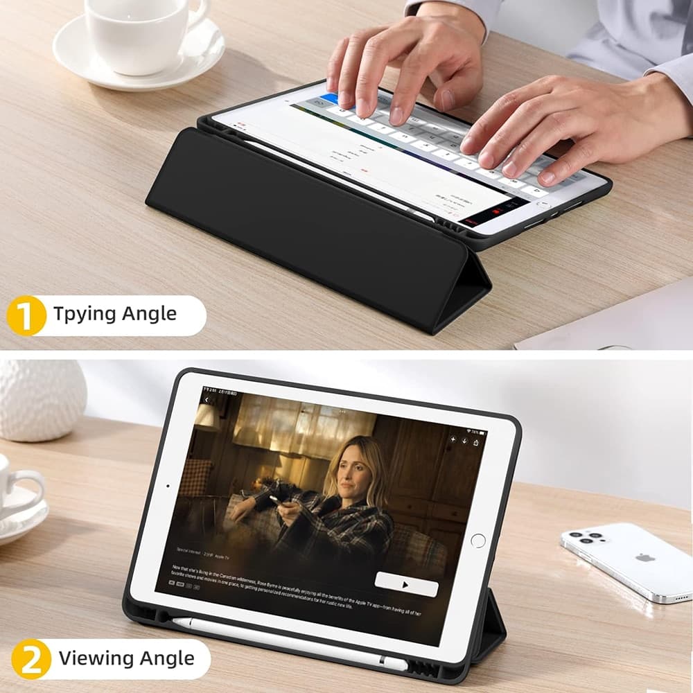 Techsuit - Flex Trifold (with Pencil Holder) - iPad Air 10.5 2019 / Pro 10.5 2017 - Black 3