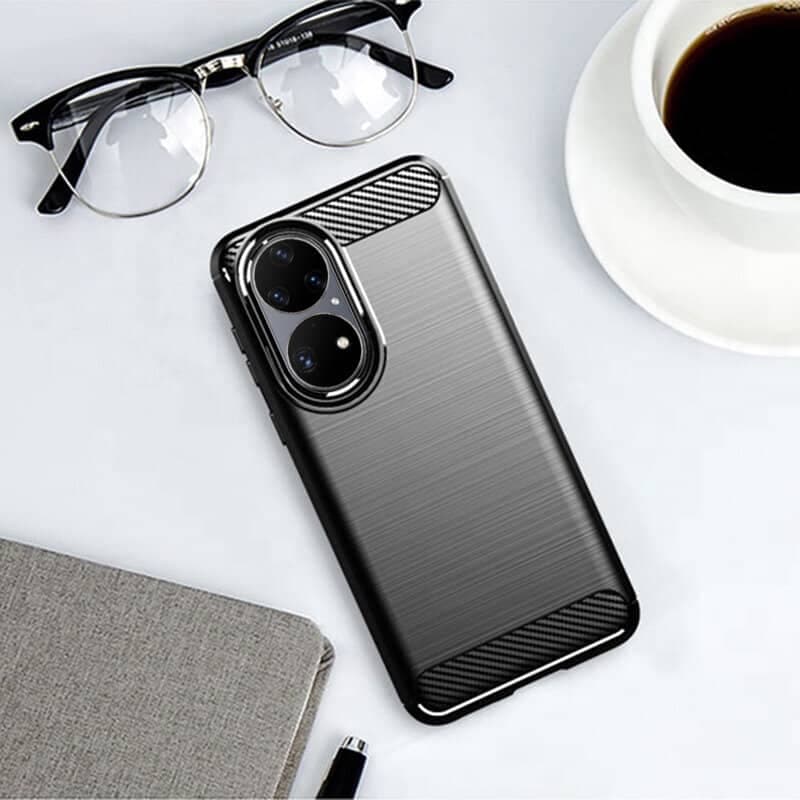 Techsuit Carbon Silicone - θήκη για Huawei P50 Pro - Μαύρο 4