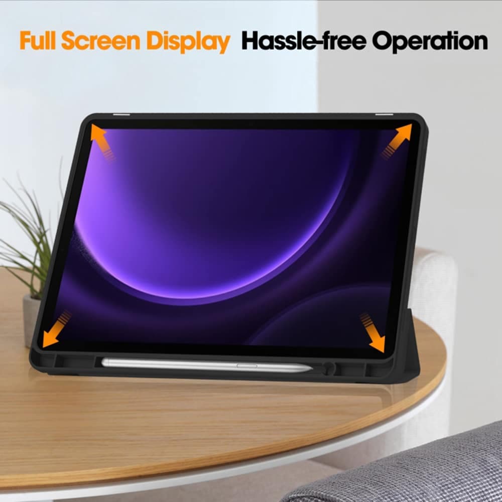 Techsuit - Flex Trifold (with Pencil Holder) - Samsung Galaxy Tab S9 / S9 FE / S10 FE - Black 4