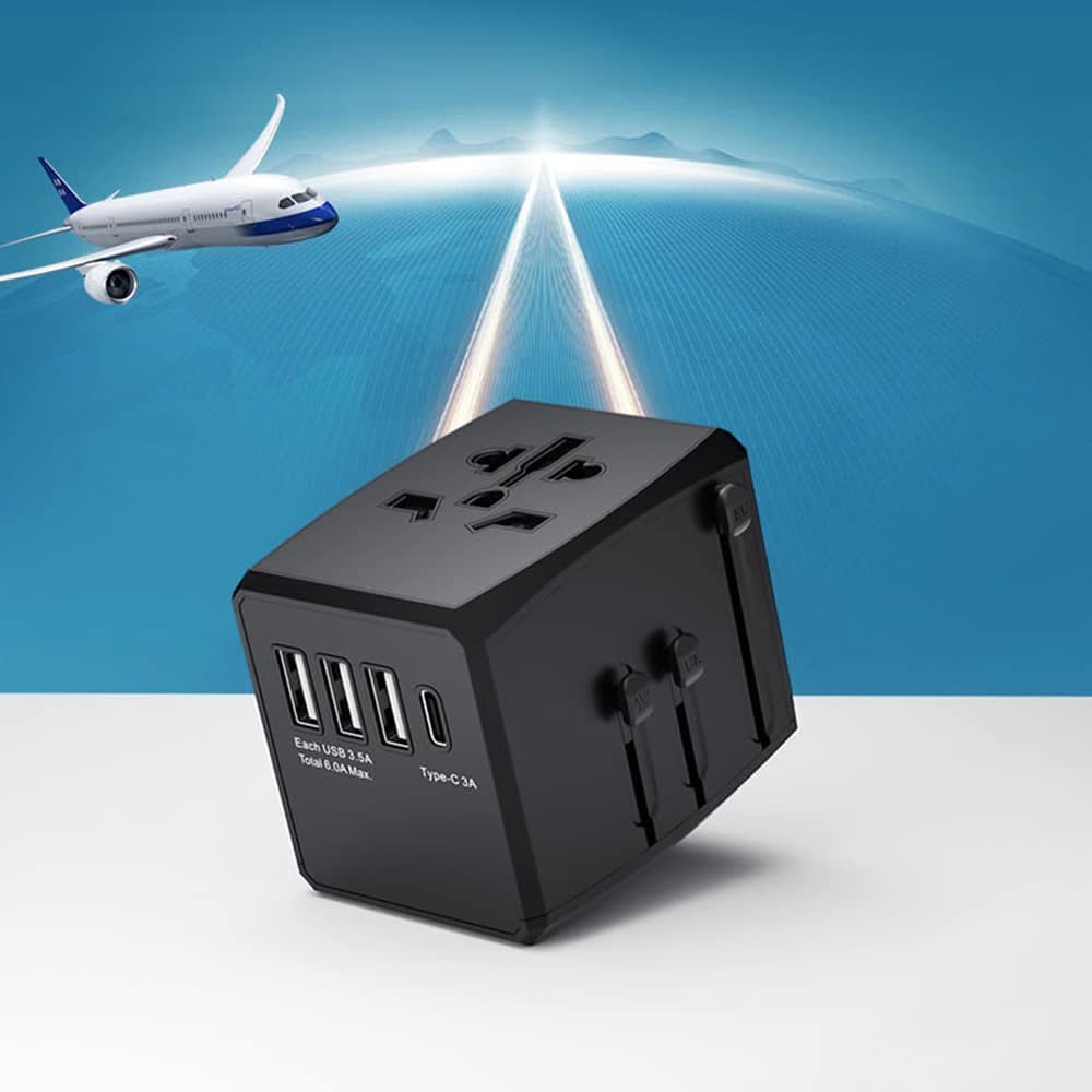 Techsuit - Προσαρμογέας Ταξιδίου (HHT904) - PD15W, 3 x USB, Type-C, EU, UK, AUS, US - Μαύρο 4