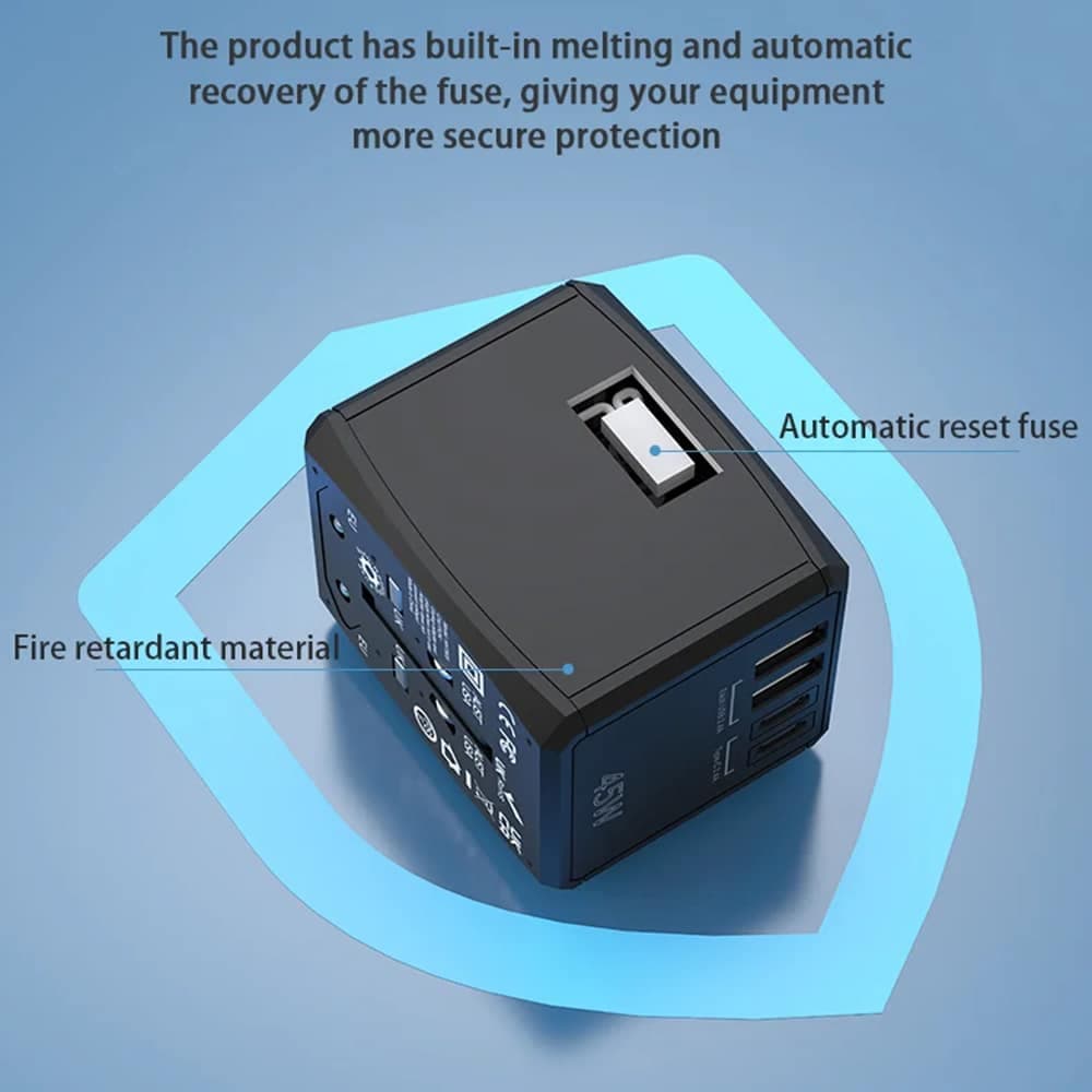 Techsuit - Προσαρμογέας Ταξιδιού (HHT905) - PD45W, 2 x USB, 3 x Type-C, EU, UK, AUS, US - Μαύρο 3