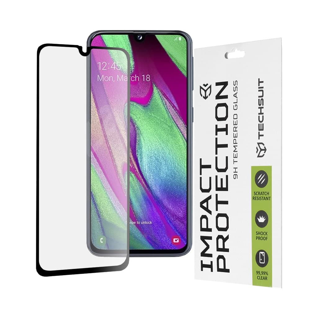Techsuit - 111D Πλήρης Κάλυψη / Full Glue Γυαλί - Samsung Galaxy A40 - Μαύρο