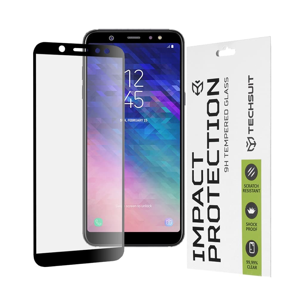 Techsuit - 111D Πλήρης Κάλυψη / Full Glue Γυαλί - Samsung Galaxy A6 Plus 2018 - Μαύρο